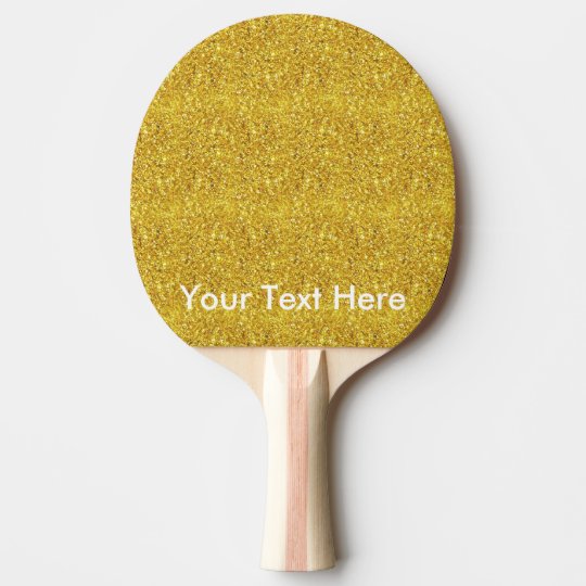 Gold glitter paddle with personalized custom text Ping-Pong paddle