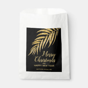 Gold Glitter Palm Christmas Holiday Favour Bag
