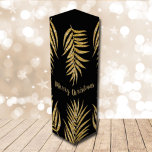 Gold Glitter Palms on Black Holiday Christmas Wine Box<br><div class="desc">Glamourous faux gold glitter palm fronds on a black background, use these personalized wine boxes to give your favourite vintage as party favours, business gifts, corporate gifts and more. CHANGE THE GREETING, add something on top. To further customize, click the "Personalize" button, then the Customize further link to modify this...</div>