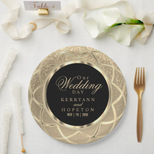Gold Glitter Paper Plate