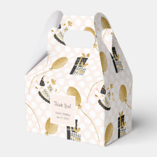 Gold Glitter Party Balloons Kid Birthday Thank You Favor Box