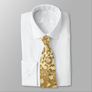 Gold Glitter Party Leopard Print Neck Tie