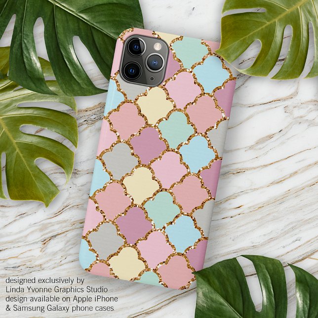 Gold Glitter Pastel Pink Turquoise Blue Green Art Case-Mate iPhone Case (Creator Uploaded)