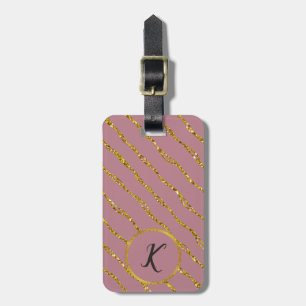 Gold Glitter Pattern and Blush Pink Luggage Tag