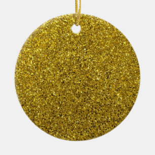 Gold Glitter Pattern Ceramic Ornament