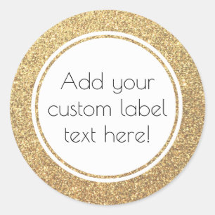 Gold Glitter Pattern Custom Craft Favour Wedding Classic Round Sticker