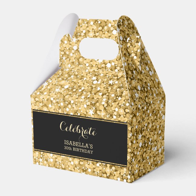 Gold Glitter Pattern Favor Box (Front Side)