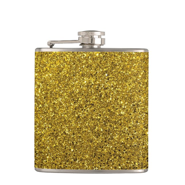 Gold Glitter Pattern Hip Flask (Front)