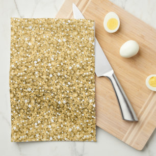 Gold Glitter Pattern Kitchen Towel