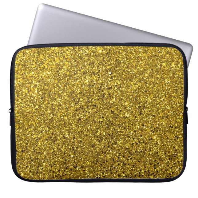 Gold Glitter Pattern Laptop Sleeve (Front)