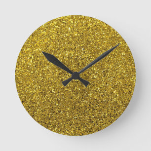 Gold Glitter Pattern Round Clock