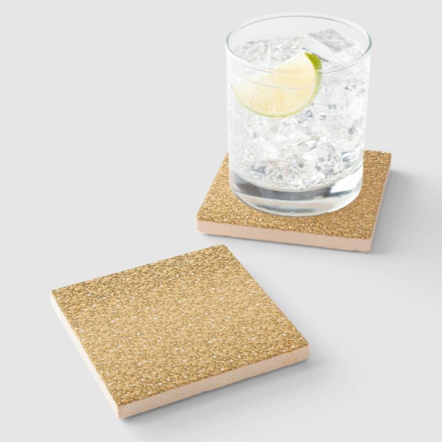 Gold Glitter Pattern Stone Coaster (Side)