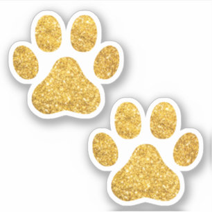 Gold Glitter Paw Prints Pet Lover