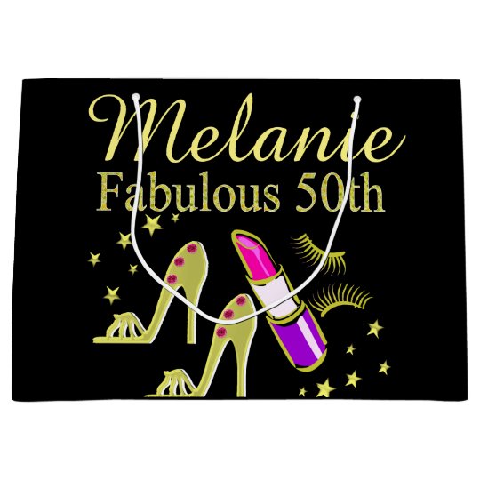 GOLD GLITTER PERSONALIZED 50TH BIRTHDAY GIFT BAG
