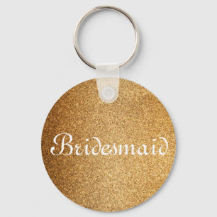Gold Glitter Personalized Bridesmaid Keychain
