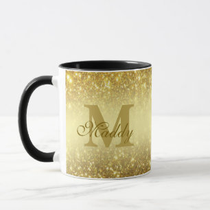 gold glitter personalized  mug