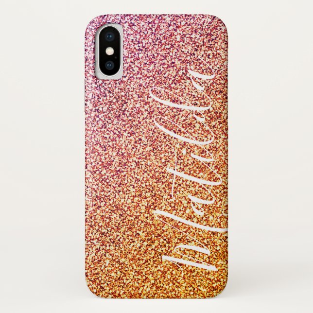 Gold Glitter Personalized Name Script Case-Mate iPhone Case (Back)