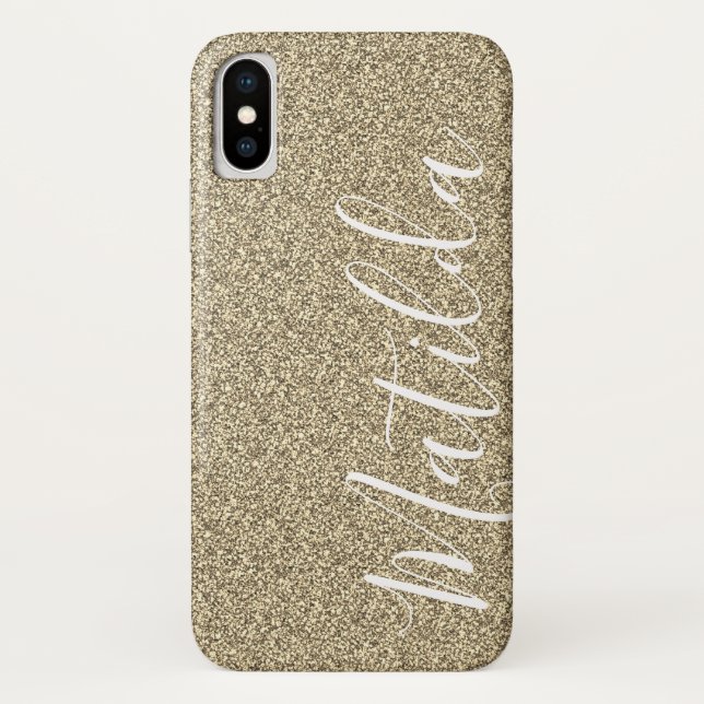 Gold Glitter Personalized Name Script  Case-Mate iPhone Case (Back)