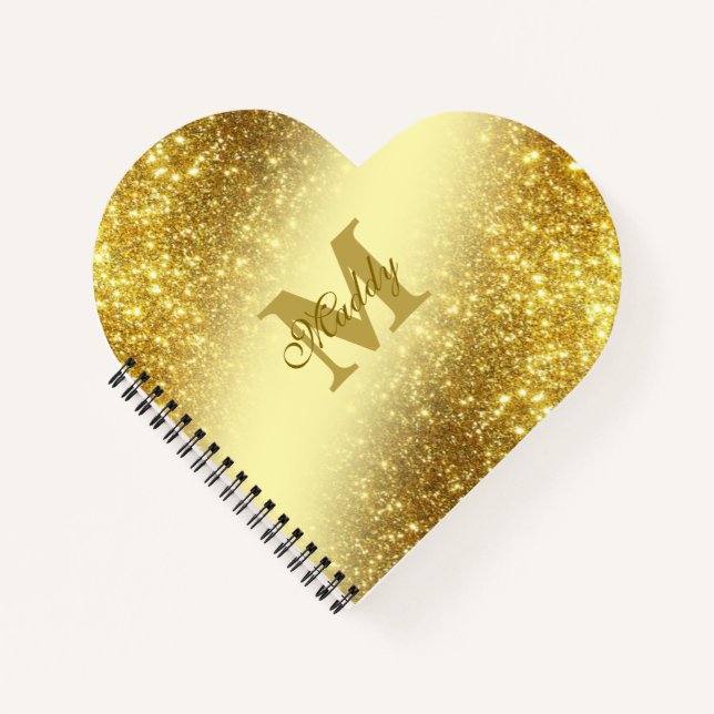 gold glitter personalized  notebook (Front)