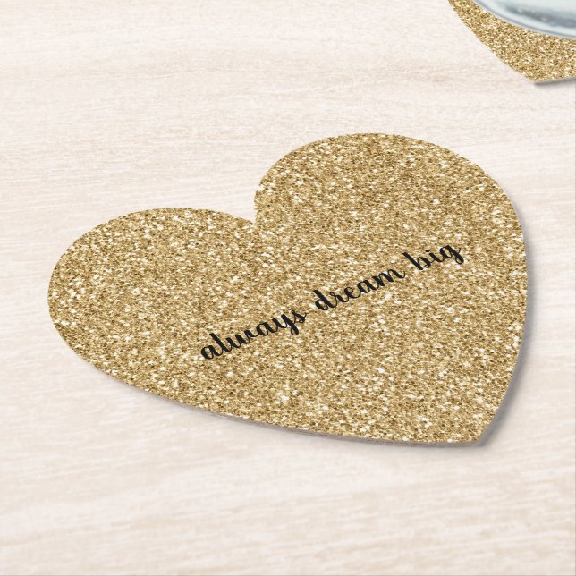 Gold Glitter personalized Paper Coaster (Angled)