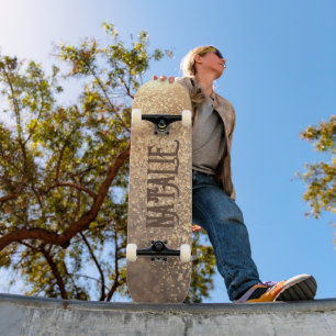 Gold Glitter Personalized Skateboard