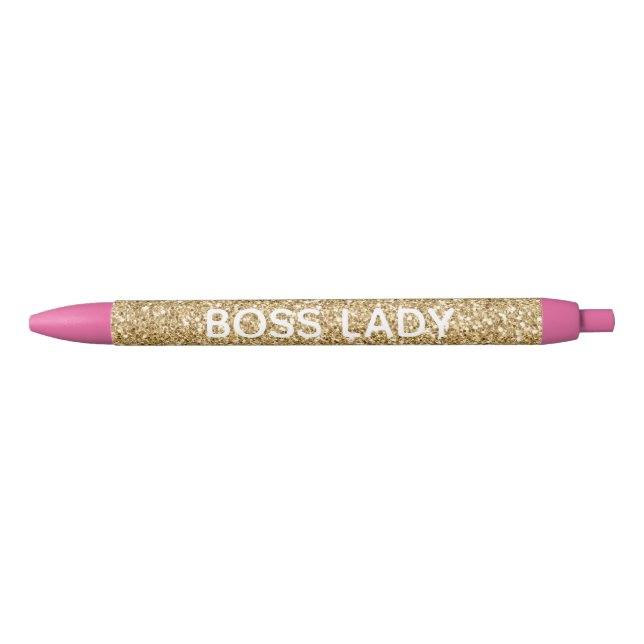Gold Glitter Personalized Text   Black Ink Pen (Front)