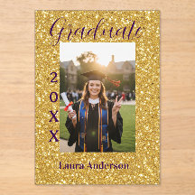Gold glitter photo graduation add name class text