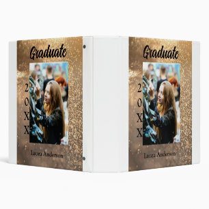 Gold glitter photo graduation add name class text binder