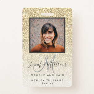 Gold Glitter Photo Makeup Hair Salon Badge