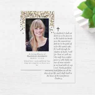 Gold Glitter Photo Memorial Prayer Card