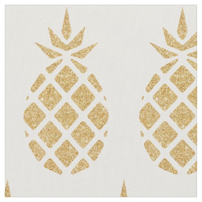 Gold Glitter Pineapple Tropical Summer Fabric (Close Up)