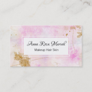 *~* Gold Glitter Pink Abstract Pastel Modern Business Card