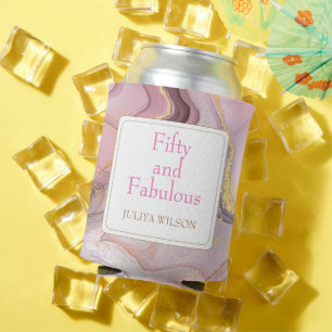 Gold glitter pink birthday party can cooler