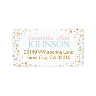 Gold Glitter Pink Blue Twin Sprinkles Label