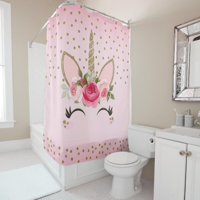 Gold Glitter & Pink Floral Unicorn Trendy (In Situ)