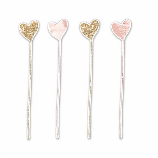 Gold Glitter Pink Glam Heart Strings (Front)