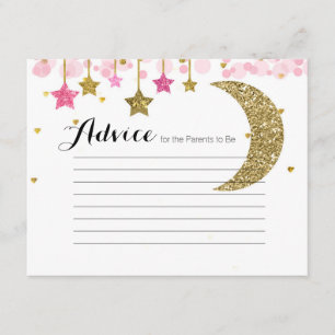 Gold glitter pink moon  Advice Card Baby Shower