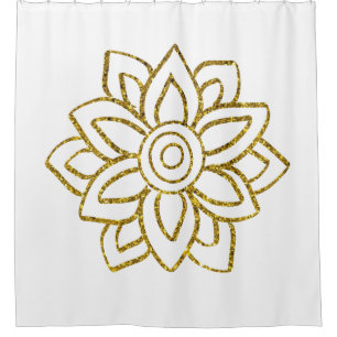 Gold Glitter Poinsettia Christmas White