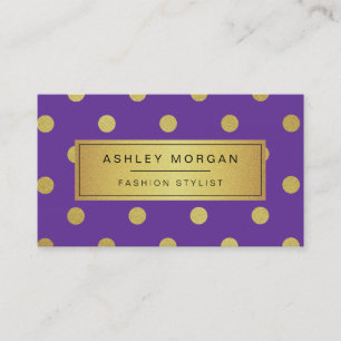Gold Glitter Polka Dots - Girly Lavender Purple Business Card