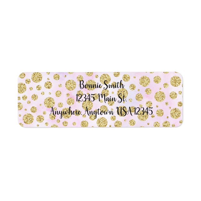 Gold Glitter Polka Dots Label (Front)