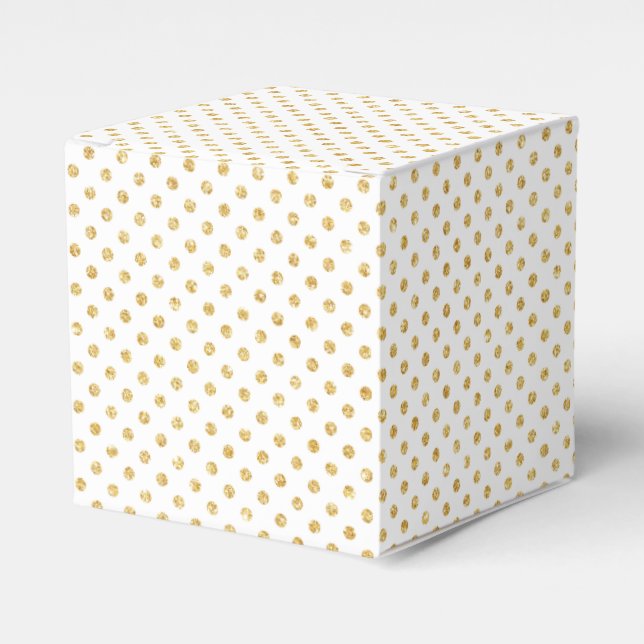 Gold Glitter Polka Dots Pattern Favor Box (Front Side)