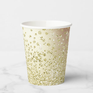 Gold glitter print faux shiny confetti shimmer Paper Cups