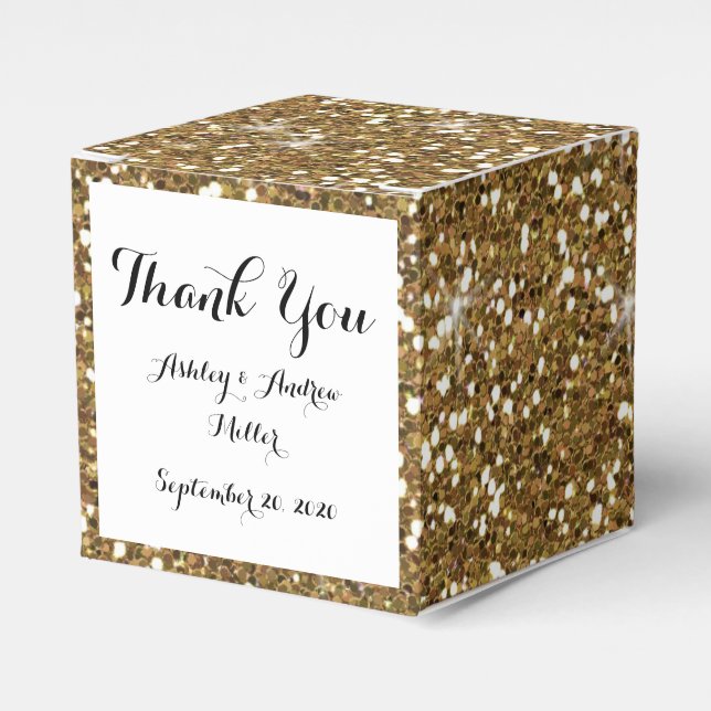 Gold Glitter Printed Favor Box (Front Side)