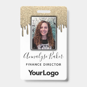 Gold Glitter Professional CNA Nurse Photo Name Badge