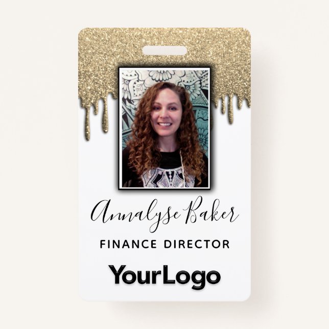 Gold Glitter Professional CNA Nurse Photo Name  Badge (Front)