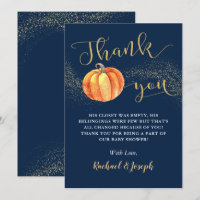 Gold Glitter Pumpkin Navy Blue Boy Baby Shower