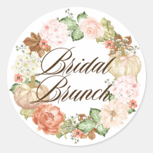 Gold Glitter Pumpkins Wreath Fall Bridal Brunch Classic Round Sticker
