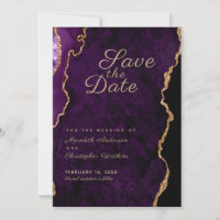Gold Glitter Purple Agate Save the Date
