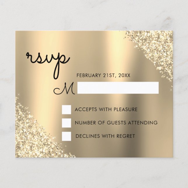 Gold Glitter Quinceanera RSVP (Front)