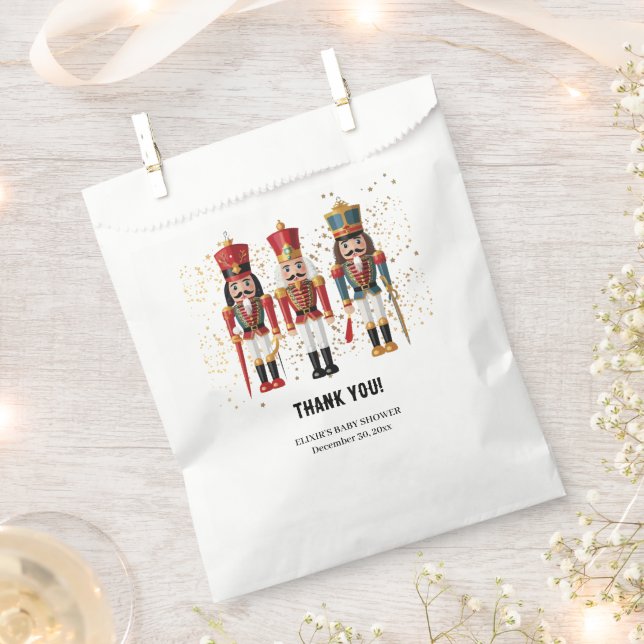 Gold Glitter Red & Blue Nutcracker Baby Shower Favour Bag (Clipped)